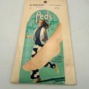 ✨ Vintage Peds Foot Cover All Sheer Nylon NOS | Suntan | Original Packaging ✨